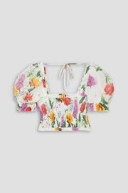 Lirio Cropped Shirred Floral Print Cotton Blend Poplin Top by Charo Ruiz Ibiza at The Outnet